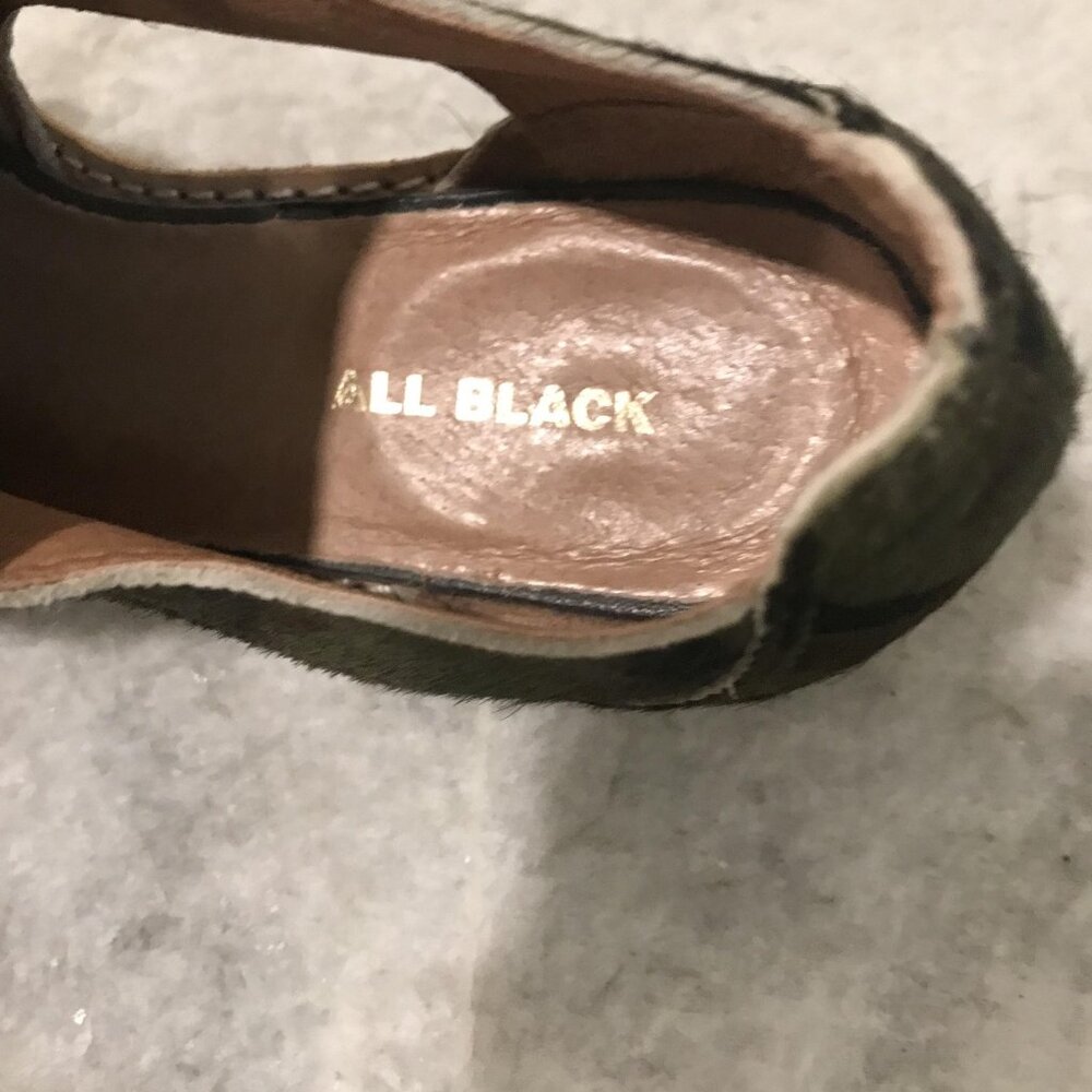 All Black Shoes Womens Size 7 Green Camo‎ Anthropologie Oxford Flats Leather - Picture 7 of 7